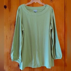 Modern Soul Cotton/Modal Gathered Sleeve Boat Neck Top NWOT